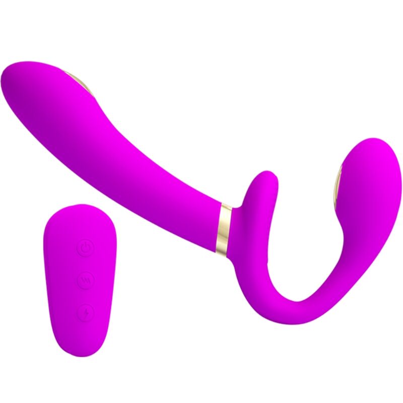 Thunderbird Double Strap-On Vibrator Remote Control Purple | Niks.fi verkkokauppa