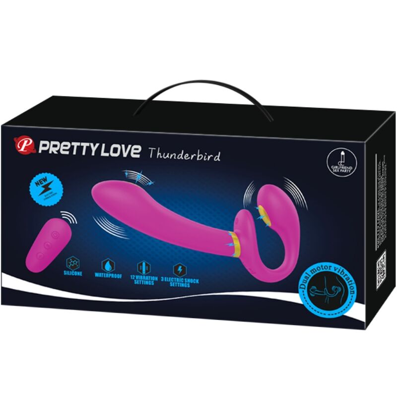 Thunderbird Double Strap-On Vibrator Remote Control Purple | Niks.fi verkkokauppa