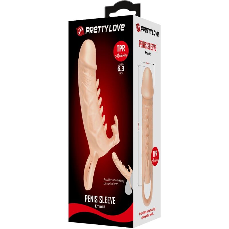 Emmit Penis Sleeve + Clitoris Stimulator Flesh | Niks.fi verkkokauppa