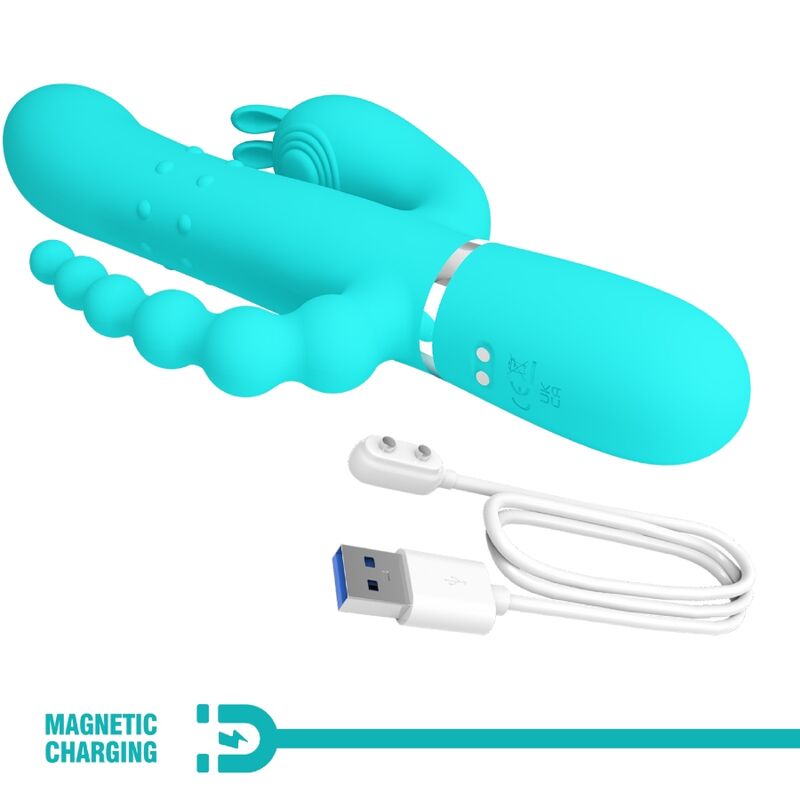 Cammy 4 In 1 Multifunction Tripple Rabbit Vibrator Blue | Niks.fi verkkokauppa