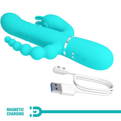 Cammy 4 In 1 Multifunction Tripple Rabbit Vibrator Blue | Niks.fi verkkokauppa