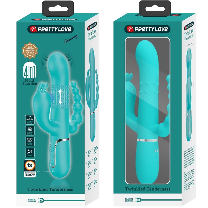 Cammy 4 In 1 Multifunction Tripple Rabbit Vibrator Blue | Niks.fi verkkokauppa