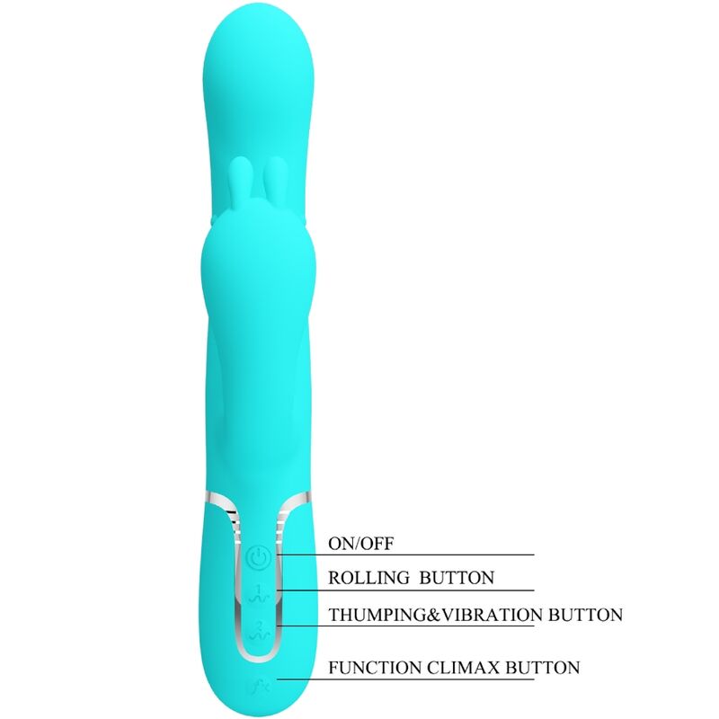 Cammy 4 In 1 Multifunction Tripple Rabbit Vibrator Blue | Niks.fi verkkokauppa