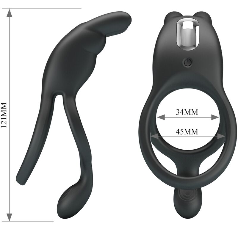 Seth Double Vibrating Ring Rabbit 7 Vibrations Black | Niks.fi verkkokauppa