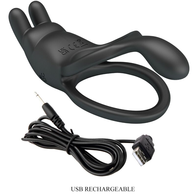 Seth Double Vibrating Ring Rabbit 7 Vibrations Black | Niks.fi verkkokauppa