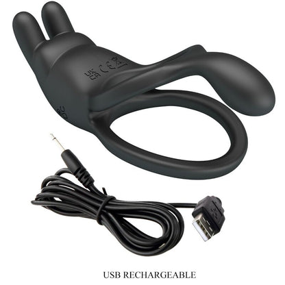 Seth Double Vibrating Ring Rabbit 7 Vibrations Black | Niks.fi verkkokauppa