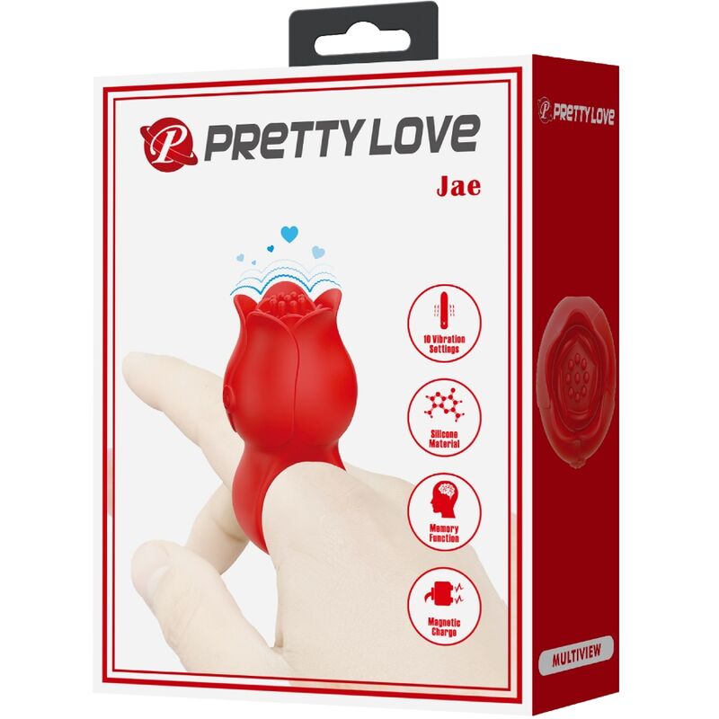 Jae Rose Shaped Finger Vibrator 10 Vibrations Red | Niks.fi verkkokauppa