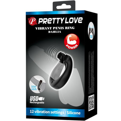 Dahlia Vibrating Ring + Clitoris Stimulator 12 Vibrations Black | Niks.fi verkkokauppa