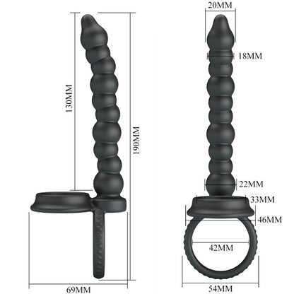 Dillion Double Penetration Cock Ring Black | Niks.fi verkkokauppa