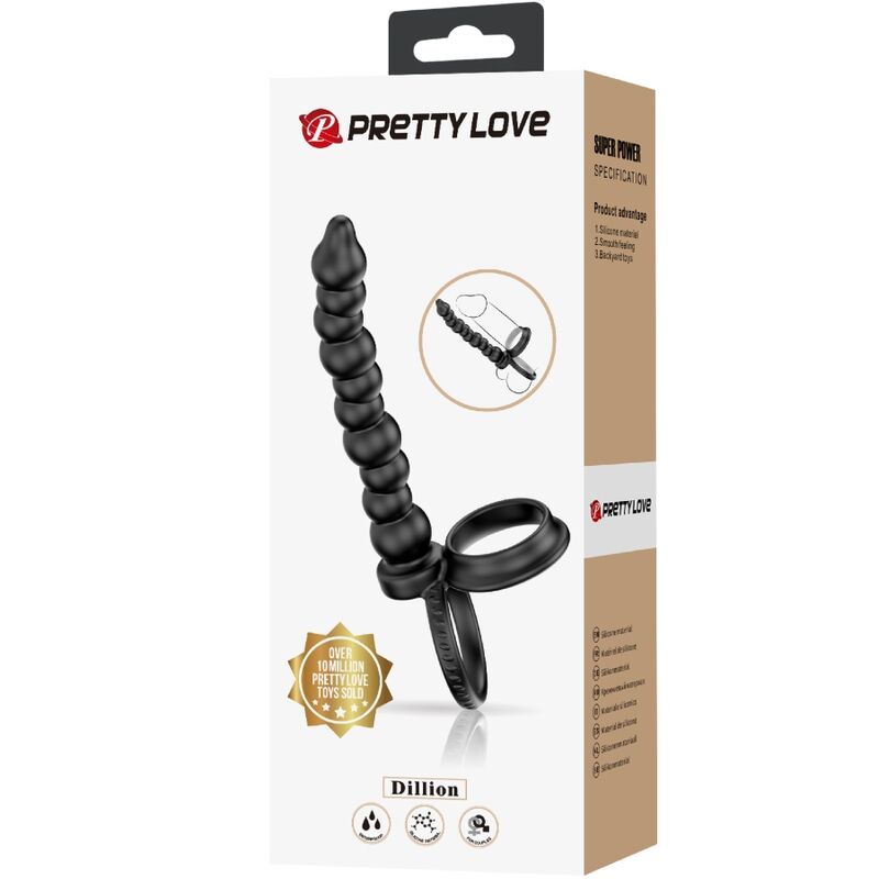 Dillion Double Penetration Cock Ring Black | Niks.fi verkkokauppa