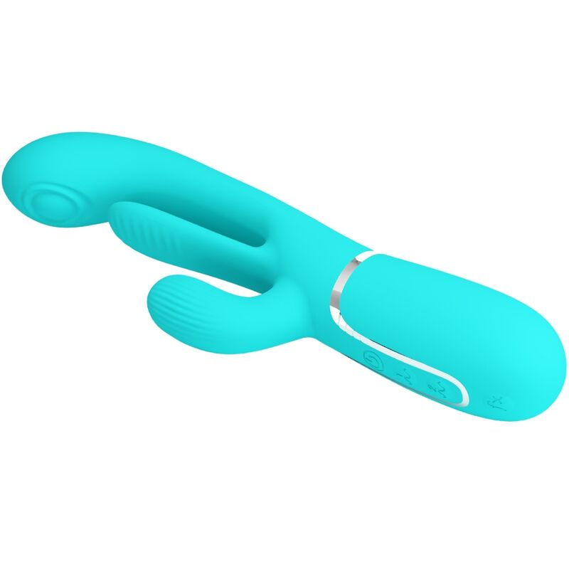 Shania Triple Rabbit Multifunction Vibrator 3 In 1 Blue | Niks.fi verkkokauppa