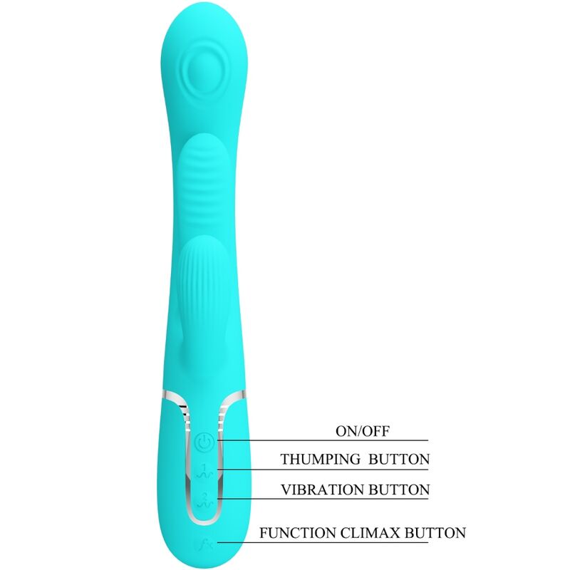 Shania Triple Rabbit Multifunction Vibrator 3 In 1 Blue | Niks.fi verkkokauppa