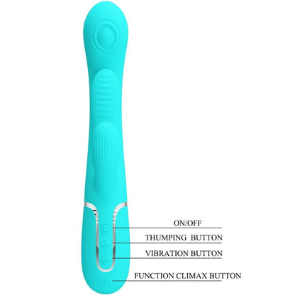 Shania Triple Rabbit Multifunction Vibrator 3 In 1 Blue | Niks.fi verkkokauppa