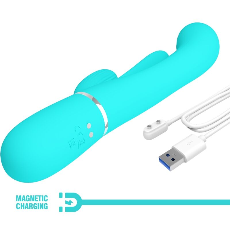 Shania Triple Rabbit Multifunction Vibrator 3 In 1 Blue | Niks.fi verkkokauppa