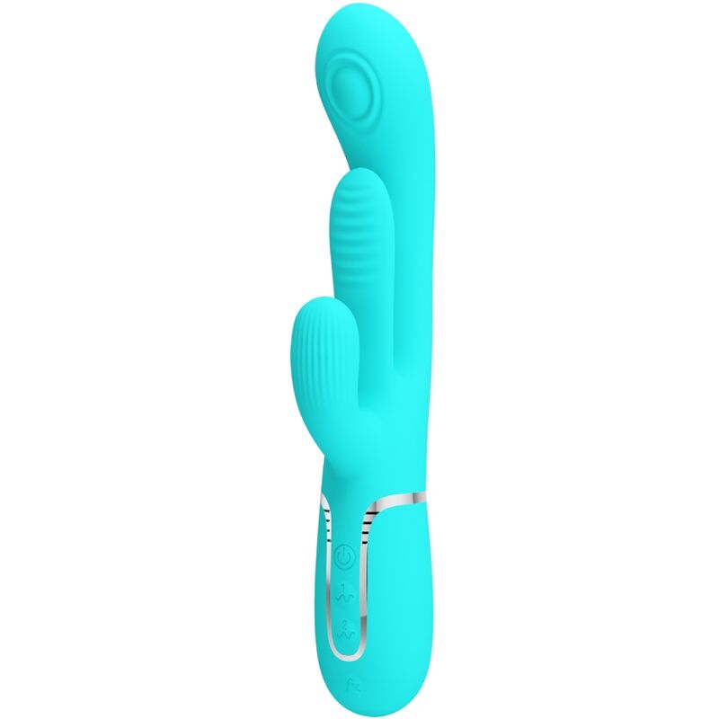Shania Triple Rabbit Multifunction Vibrator 3 In 1 Blue | Niks.fi verkkokauppa