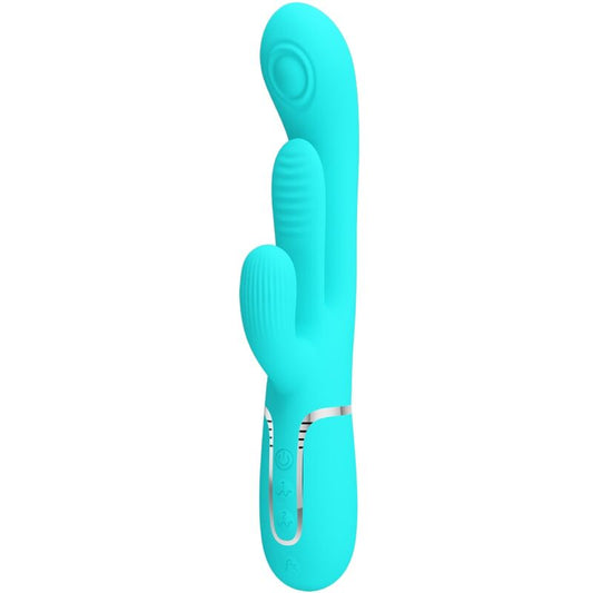Shania Triple Rabbit Multifunction Vibrator 3 In 1 Blue | Niks.fi verkkokauppa