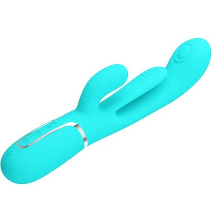 Shania Triple Rabbit Multifunction Vibrator 3 In 1 Blue | Niks.fi verkkokauppa
