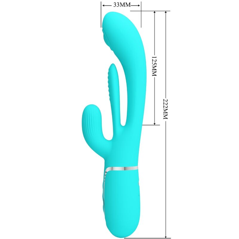 Shania Triple Rabbit Multifunction Vibrator 3 In 1 Blue | Niks.fi verkkokauppa