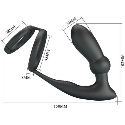 Emoni Penis Ring + Anal Plug 12 Vibrations Black | Niks.fi verkkokauppa