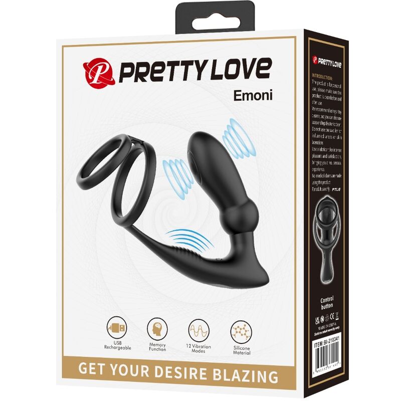 Emoni Penis Ring + Anal Plug 12 Vibrations Black | Niks.fi verkkokauppa