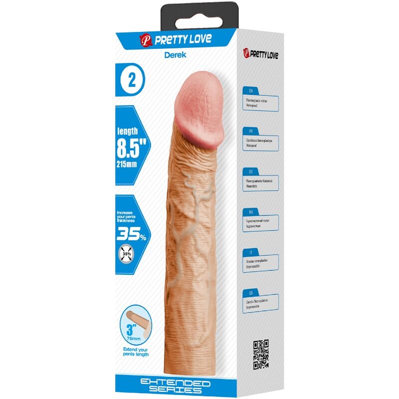 Derek Penis Sleeve With 7.6 Cm Extension Flesh | Niks.fi verkkokauppa