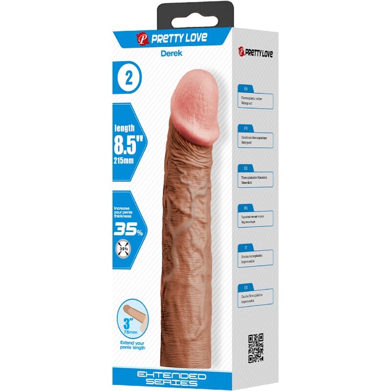 Derek Penis Sleeve With 7.6 Cm Extension Mulatto | Niks.fi verkkokauppa