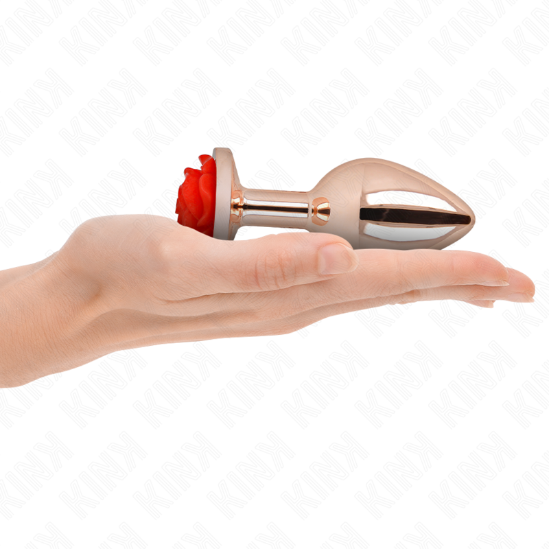 Kinkpink Gold Anal Plug With Red Rose L | Niks.fi verkkokauppa