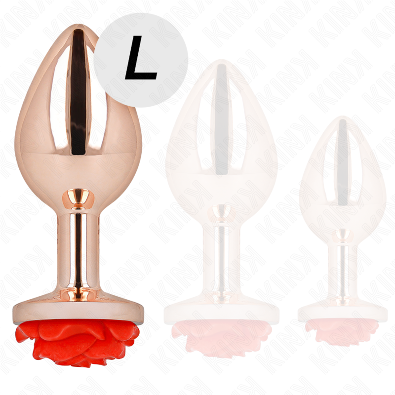 Kinkpink Gold Anal Plug With Red Rose L | Niks.fi verkkokauppa