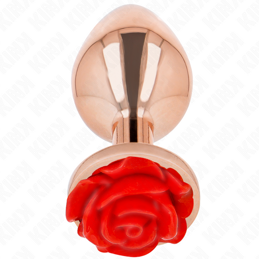 Kinkpink Gold Anal Plug With Red Rose L | Niks.fi verkkokauppa