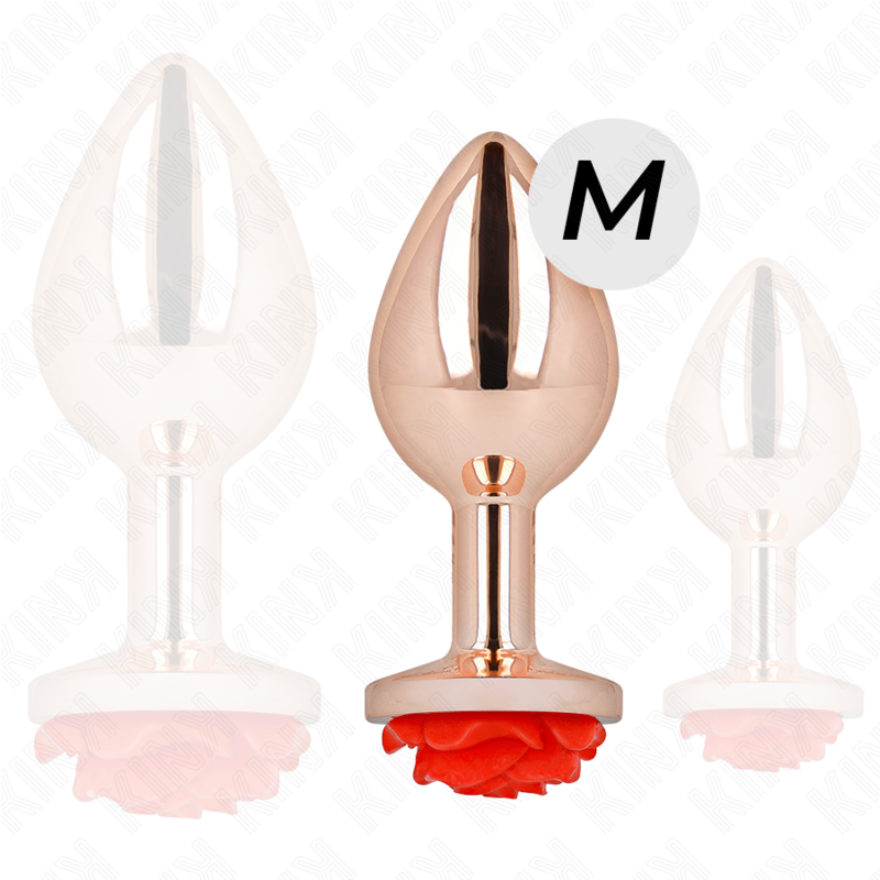 Kinkpink Gold Anal Plug With Red Rose M | Niks.fi verkkokauppa