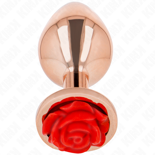 Kinkpink Gold Anal Plug With Red Rose M | Niks.fi verkkokauppa