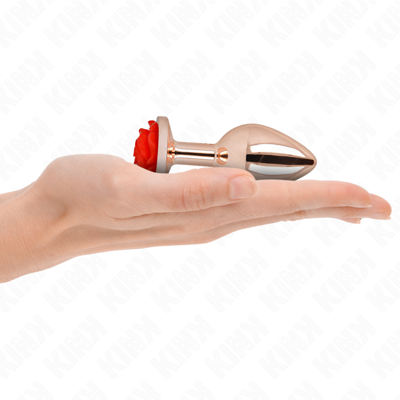 Kinkpink Gold Anal Plug With Red Rose M | Niks.fi verkkokauppa