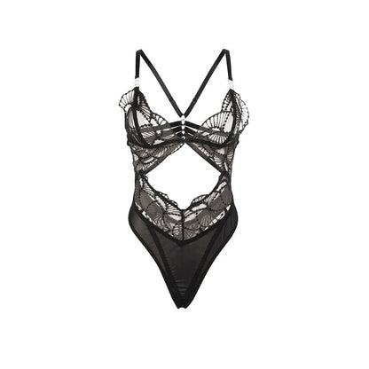 Subblime955212 Transparent Bodysuit With Black Hollow Lace S/M | Niks.fi verkkokauppa