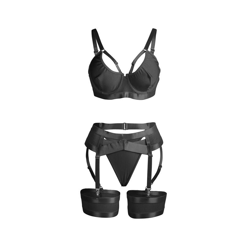Subblime955236 Black Bondage Bra With Garter Set S/M | Niks.fi verkkokauppa