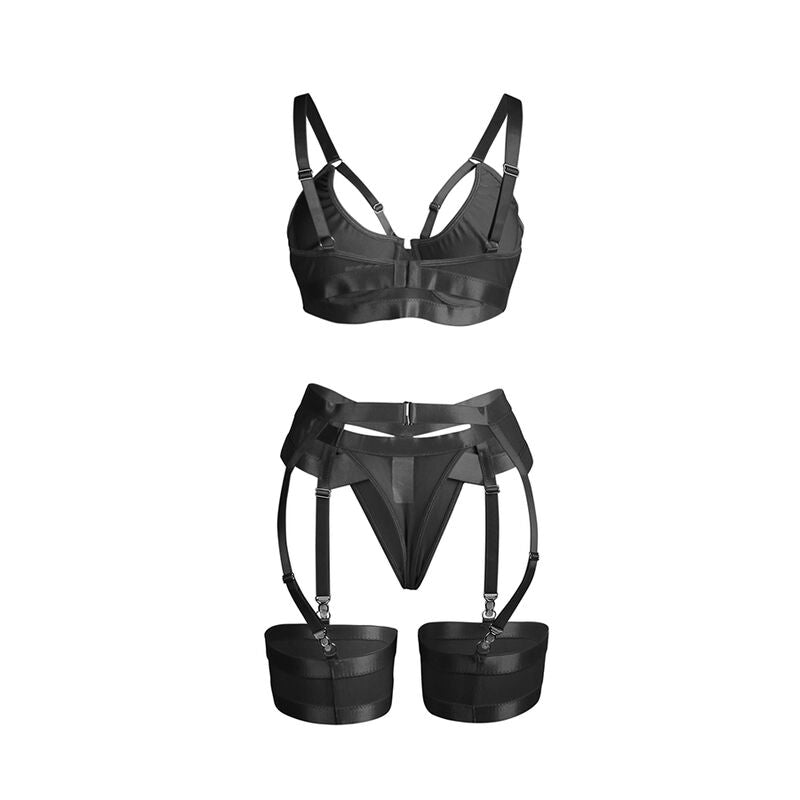 Subblime955236 Black Bondage Bra With Garter Set S/M | Niks.fi verkkokauppa