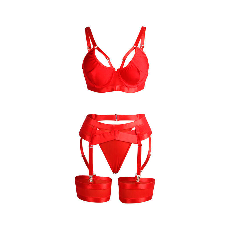 Subblime955267 Red Bondage Bra With Garter Set L/Xl | Niks.fi verkkokauppa