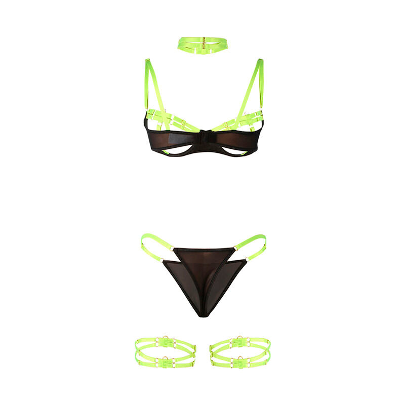 Subblime955274 Bra Set With Necklace And Leg Details Fluorescent Green S/M | Niks.fi verkkokauppa