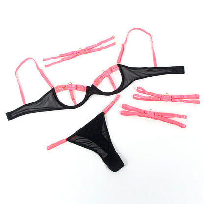 Subblime955298 Bra Set With Necklace And Leg Details Fluorescent Pink S/M | Niks.fi verkkokauppa