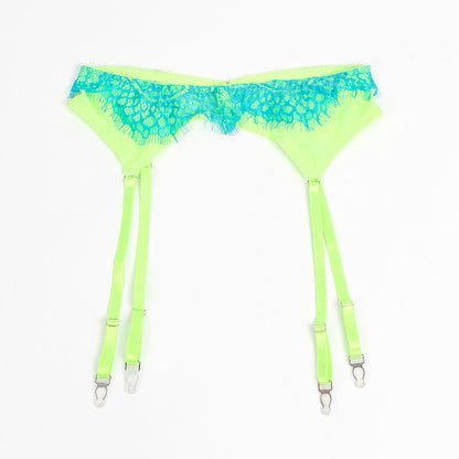 Subblime955311 Set Of Bra With Lace And Garter Lines Green And Blue S/M | Niks.fi verkkokauppa