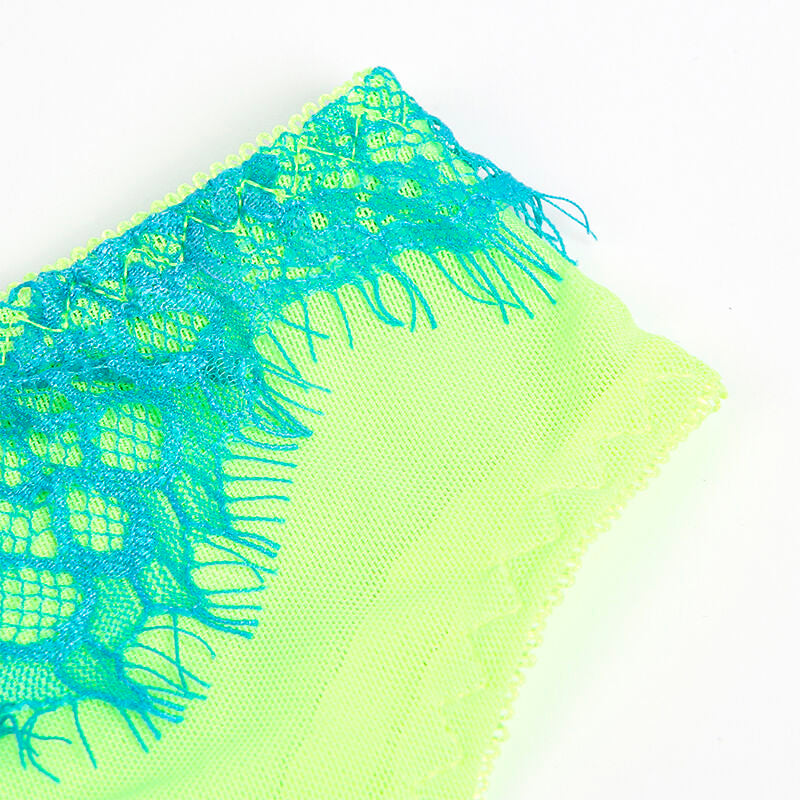 Subblime955328 Bra Set With Lace And Garter Lines Green And Blue L/Xl | Niks.fi verkkokauppa