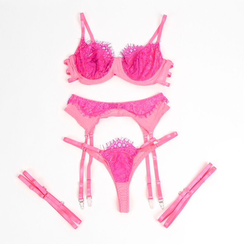 Subblime955366 Bra Set With Lace And Garter Lines Pink And Purple L/Xl | Niks.fi verkkokauppa