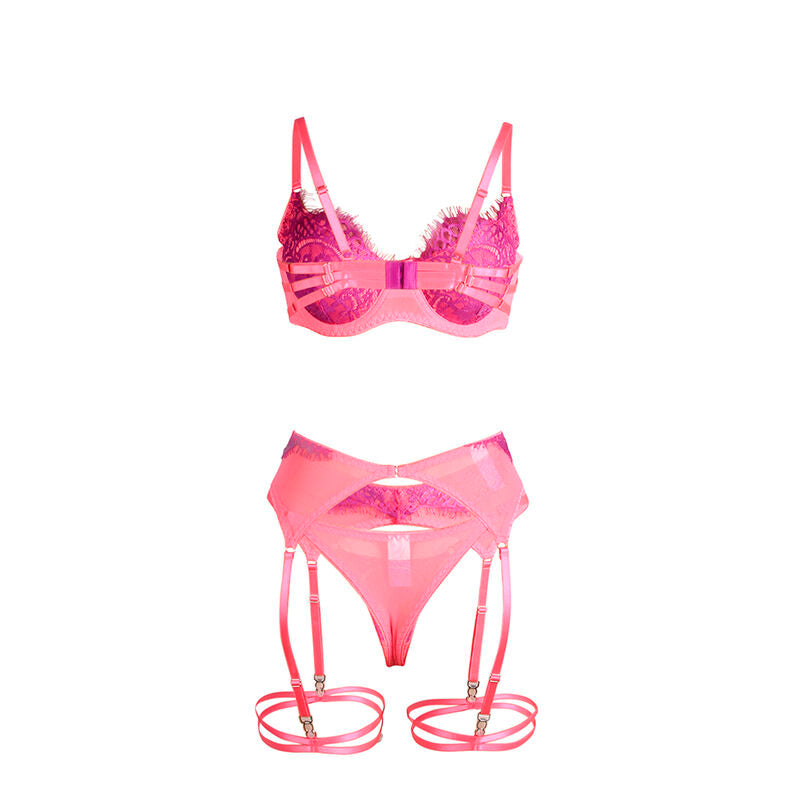 Subblime955366 Bra Set With Lace And Garter Lines Pink And Purple L/Xl | Niks.fi verkkokauppa