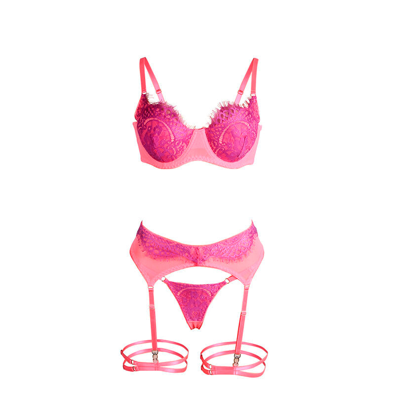 Subblime955366 Bra Set With Lace And Garter Lines Pink And Purple L/Xl | Niks.fi verkkokauppa