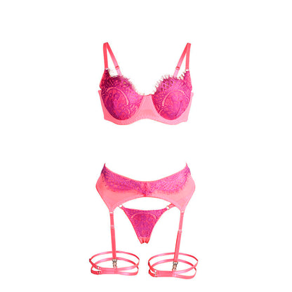 Subblime955366 Bra Set With Lace And Garter Lines Pink And Purple L/Xl | Niks.fi verkkokauppa