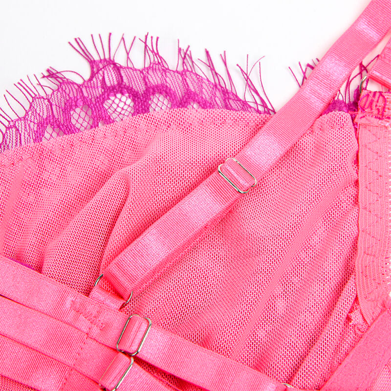 Subblime955366 Bra Set With Lace And Garter Lines Pink And Purple L/Xl | Niks.fi verkkokauppa