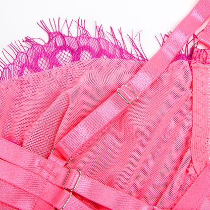 Subblime955366 Bra Set With Lace And Garter Lines Pink And Purple L/Xl | Niks.fi verkkokauppa