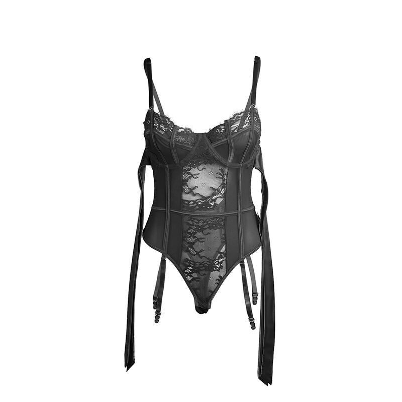 Subblime955496 Lace Bodysuit With Bows And Garters Black S/M | Niks.fi verkkokauppa