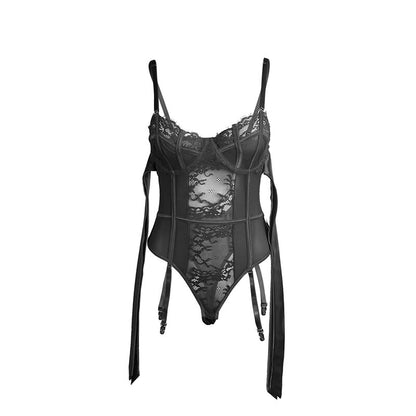 Subblime955496 Lace Bodysuit With Bows And Garters Black S/M | Niks.fi verkkokauppa