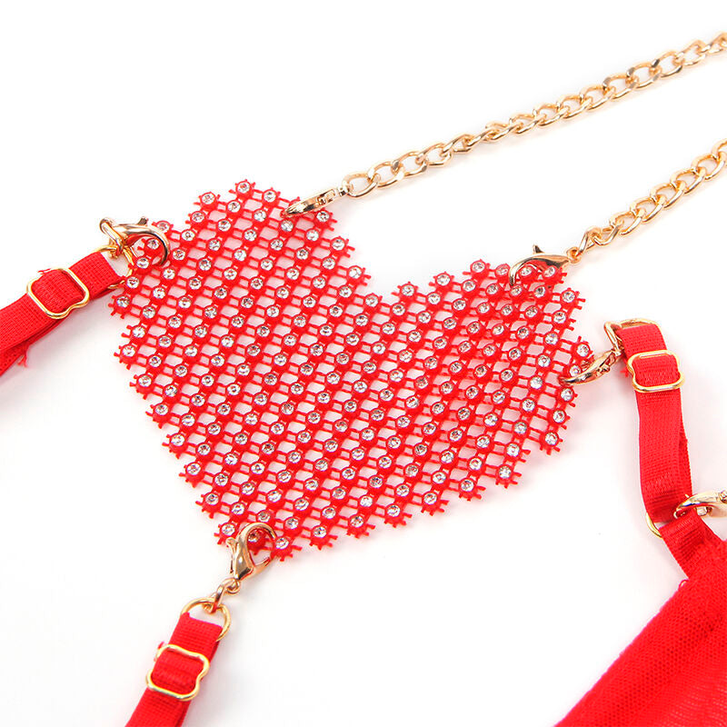 Subblime955526 Bra Set With Chains And Mesh Heart Red L/Xl | Niks.fi verkkokauppa