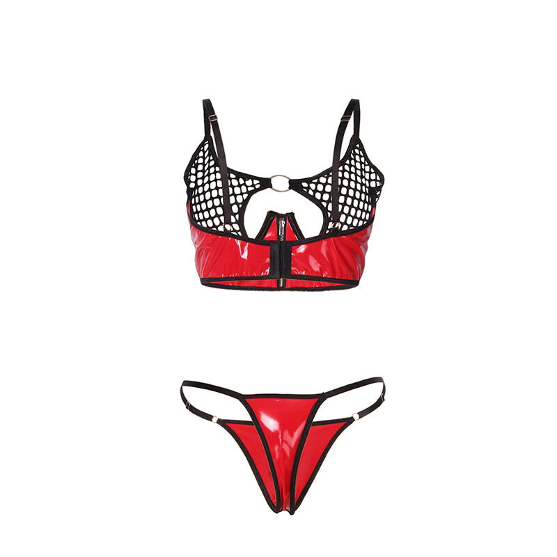 Subblime955533 Red Patent Leather Mesh Zipper Bra Set S/M | Niks.fi verkkokauppa